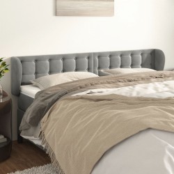 vidaXL Kopfteil mit Ohren Hellgrau 203x23x78/88 cm Samt