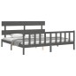 Massivholzbett mit Kopfteil Grau 200x200 cm Massivholzbett mit Kopfteil Grau 200x200 cm
