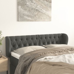 vidaXL Kopfteil mit Ohren Dunkelgrau 163x23x78/88 cm Samt