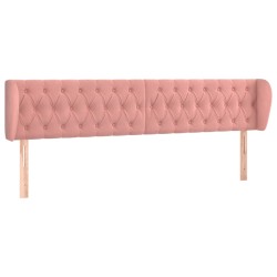 vidaXL Kopfteil mit Ohren Rosa 203x23x78/88 cm Samt