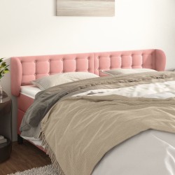 vidaXL Kopfteil mit Ohren Rosa 203x23x78/88 cm Samt