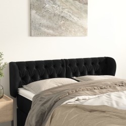 vidaXL Kopfteil mit Ohren Schwarz 147x23x78/88 cm Samt