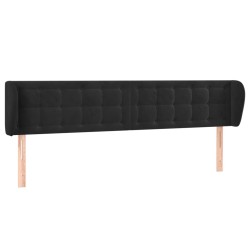 vidaXL Kopfteil mit Ohren Schwarz 203x23x78/88 cm Samt