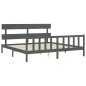 Massivholzbett mit Kopfteil Grau 200x200 cm Massivholzbett mit Kopfteil Grau 200x200 cm