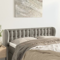 vidaXL Kopfteil mit Ohren Hellgrau 147x23x78/88 cm Samt