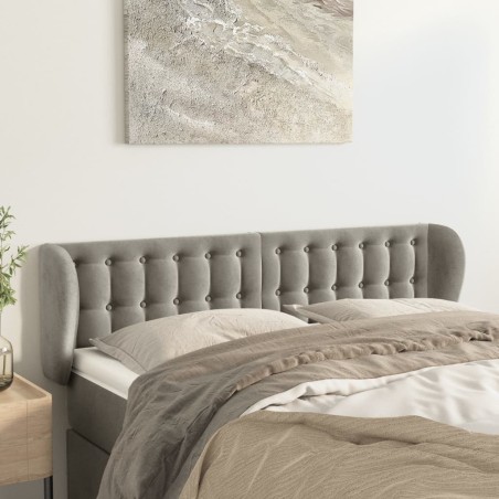 vidaXL Kopfteil mit Ohren Hellgrau 147x23x78/88 cm Samt