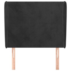 vidaXL Kopfteil mit Ohren Schwarz 93x23x118/128 cm Samt