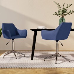 Esszimmerstühle 2 Stk. Drehbar Blau Stoff