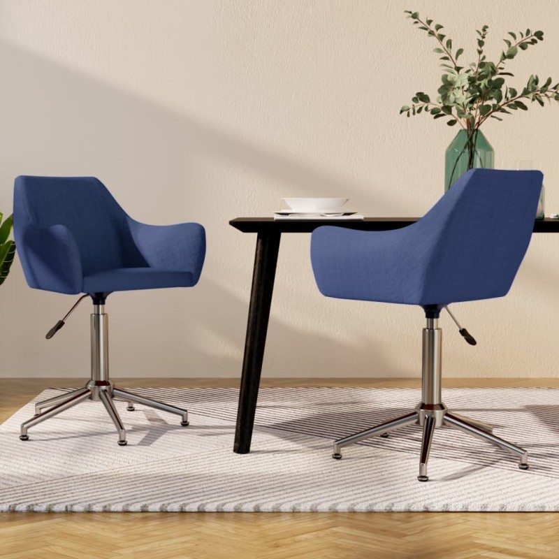 Esszimmerstühle 2 Stk. Drehbar Blau Stoff Esszimmerstühle 2 Stk. Drehbar Blau Stoff