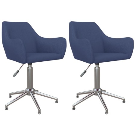 Esszimmerstühle 2 Stk. Drehbar Blau Stoff