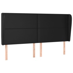 vidaXL Kopfteil mit Ohren Schwarz 203x23x118/128 cm Kunstleder