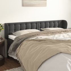 vidaXL Kopfteil mit Ohren Dunkelgrau 183x23x78/88 cm Samt