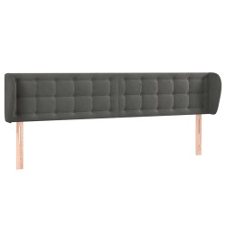 vidaXL Kopfteil mit Ohren Dunkelgrau 183x23x78/88 cm Samt