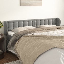 vidaXL Kopfteil mit Ohren Hellgrau 183x23x78/88 cm Samt