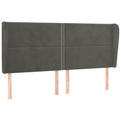 vidaXL Kopfteil mit Ohren Dunkelgrau 203x23x118/128 cm Samt