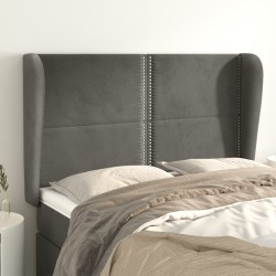 vidaXL Kopfteil mit Ohren Dunkelgrau 147x23x118/128 cm Samt