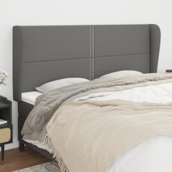 vidaXL Kopfteil mit Ohren Dunkelgrau 203x23x118/128 cm Stoff