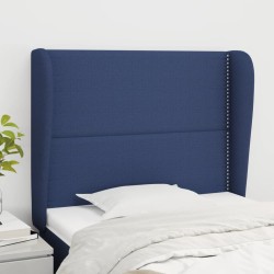 vidaXL Kopfteil mit Ohren Blau 103x23x118/128 cm Stoff