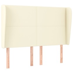 vidaXL Kopfteil mit Ohren Creme 147x23x118/128 cm Kunstleder