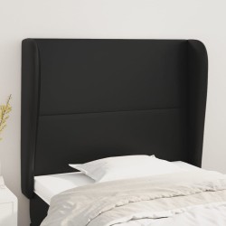 vidaXL Kopfteil mit Ohren Schwarz 93x23x118/128 cm Kunstleder