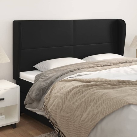 vidaXL Kopfteil mit Ohren Schwarz 163x23x118/128 cm Kunstleder