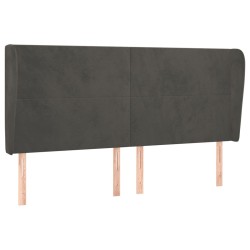 vidaXL Kopfteil mit Ohren Dunkelgrau 183x23x118/128 cm Samt