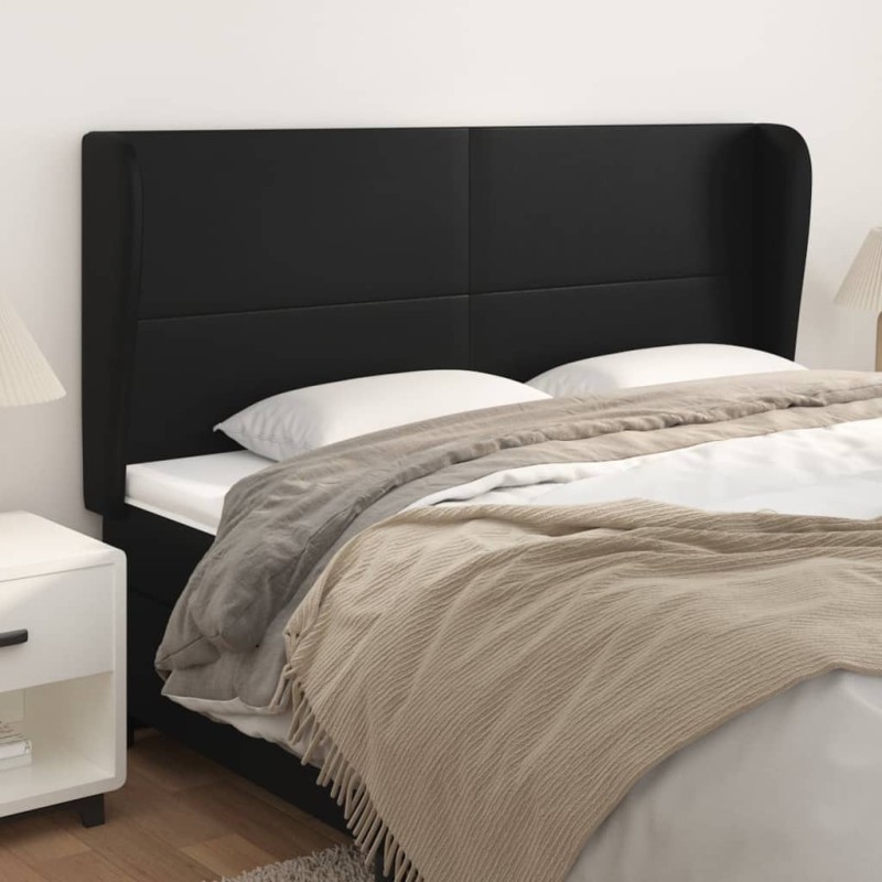 vidaXL Kopfteil mit Ohren Schwarz 183x23x118/128 cm Kunstleder vidaXL Kopfteil mit Ohren Schwarz 183x23x118/128 cm Kunstleder
