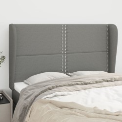vidaXL Kopfteil mit Ohren Dunkelgrau 147x23x118/128 cm Stoff