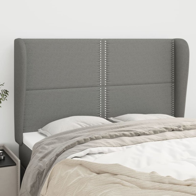 vidaXL Kopfteil mit Ohren Dunkelgrau 147x23x118/128 cm Stoff vidaXL Kopfteil mit Ohren Dunkelgrau 147x23x118/128 cm Stoff