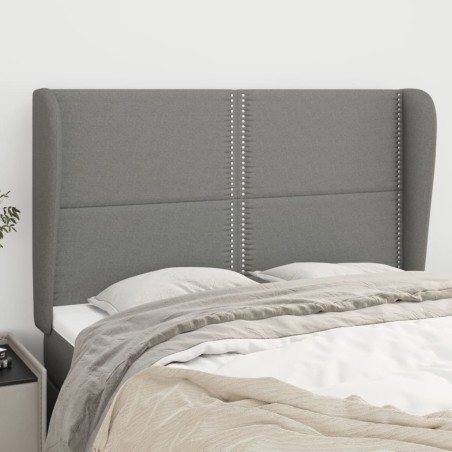 vidaXL Kopfteil mit Ohren Dunkelgrau 147x23x118/128 cm Stoff