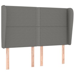 vidaXL Kopfteil mit Ohren Dunkelgrau 147x23x118/128 cm Stoff
