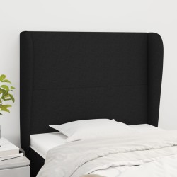 vidaXL Kopfteil mit Ohren Schwarz 83x23x118/128 cm Stoff
