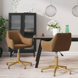 Esszimmerstühle 2 Stk. Drehbar Braun Samt