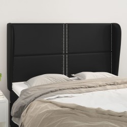 vidaXL Kopfteil mit Ohren Schwarz 147x23x118/128 cm Kunstleder