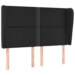 vidaXL Kopfteil mit Ohren Schwarz 147x23x118/128 cm Kunstleder