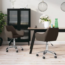 Esszimmerstühle 2 Stk. Drehbar Dunkelbraun Stoff