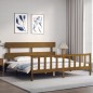 Massivholzbett mit Kopfteil Honigbraun 200x200 cm Massivholzbett mit Kopfteil Honigbraun 200x200 cm