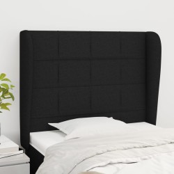 vidaXL Kopfteil mit Ohren Schwarz 83x23x118/128 cm Stoff