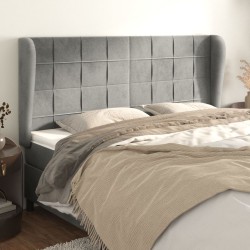 vidaXL Kopfteil mit Ohren Hellgrau 183x23x118/128 cm Samt