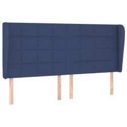 vidaXL Kopfteil mit Ohren Blau 183x23x118/128 cm Stoff