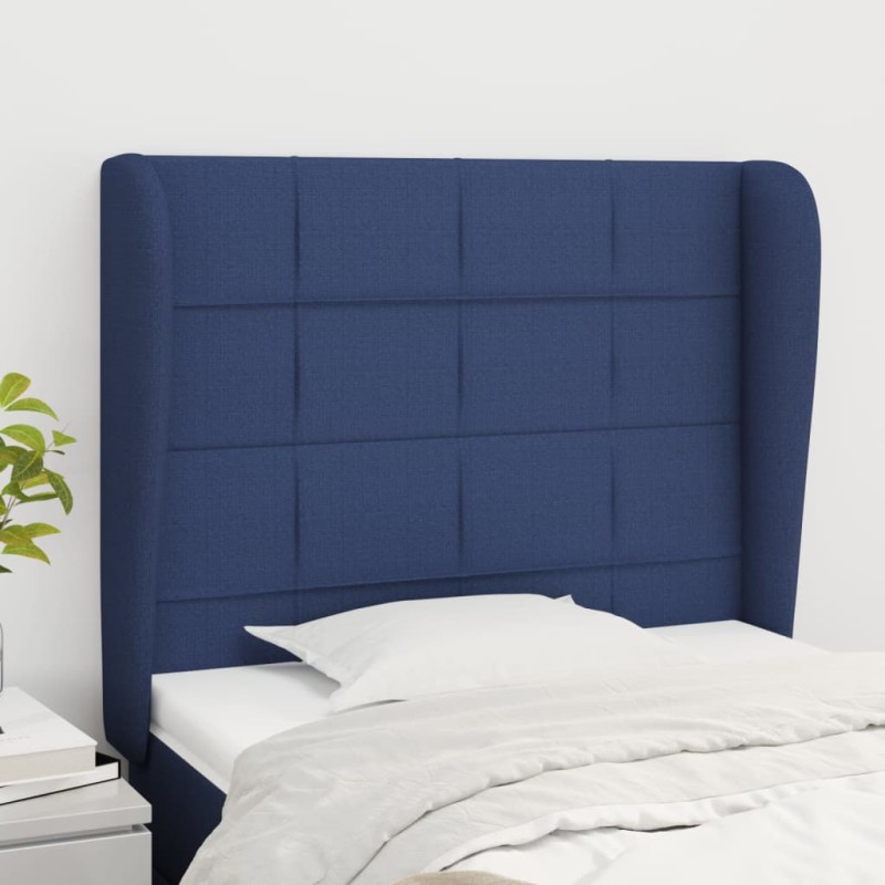 vidaXL Kopfteil mit Ohren Blau 93x23x118/128 cm Stoff vidaXL Kopfteil mit Ohren Blau 93x23x118/128 cm Stoff