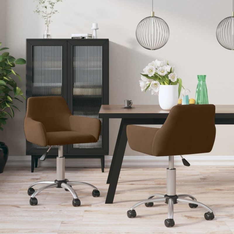 Esszimmerstühle 2 Stk. Drehbar Braun Samt Esszimmerstühle 2 Stk. Drehbar Braun Samt