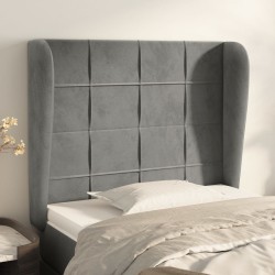 vidaXL Kopfteil mit Ohren Hellgrau 93x23x118/128 cm Samt