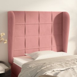 vidaXL Kopfteil mit Ohren Rosa 93x23x118/128 cm Samt