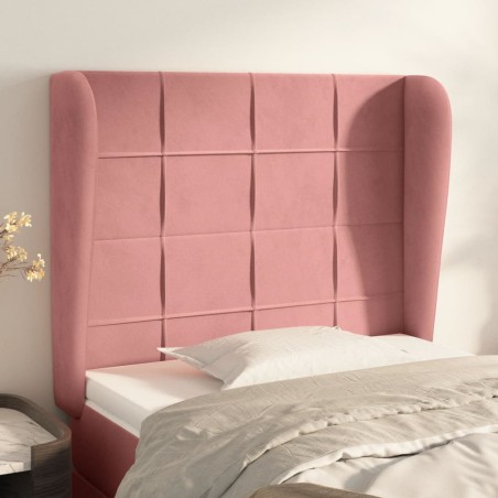vidaXL Kopfteil mit Ohren Rosa 93x23x118/128 cm Samt