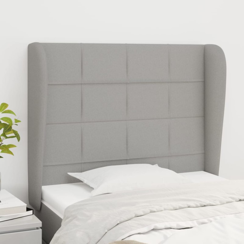 vidaXL Kopfteil mit Ohren Hellgrau 93x23x118/128 cm Stoff