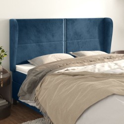 vidaXL Kopfteil mit Ohren Dunkelblau 203x23x118/128 cm Samt
