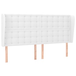 vidaXL Kopfteil mit Ohren Weiß 203x23x118/128 cm Kunstleder