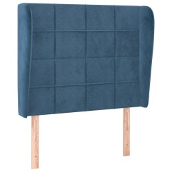 vidaXL Kopfteil mit Ohren Dunkelblau 103x23x118/128 cm Samt