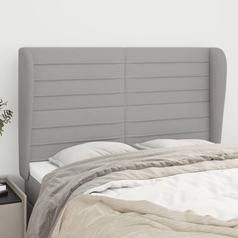 vidaXL Kopfteil mit Ohren Hellgrau 147x23x118/128 cm Stoff vidaXL Kopfteil mit Ohren Hellgrau 147x23x118/128 cm Stoff